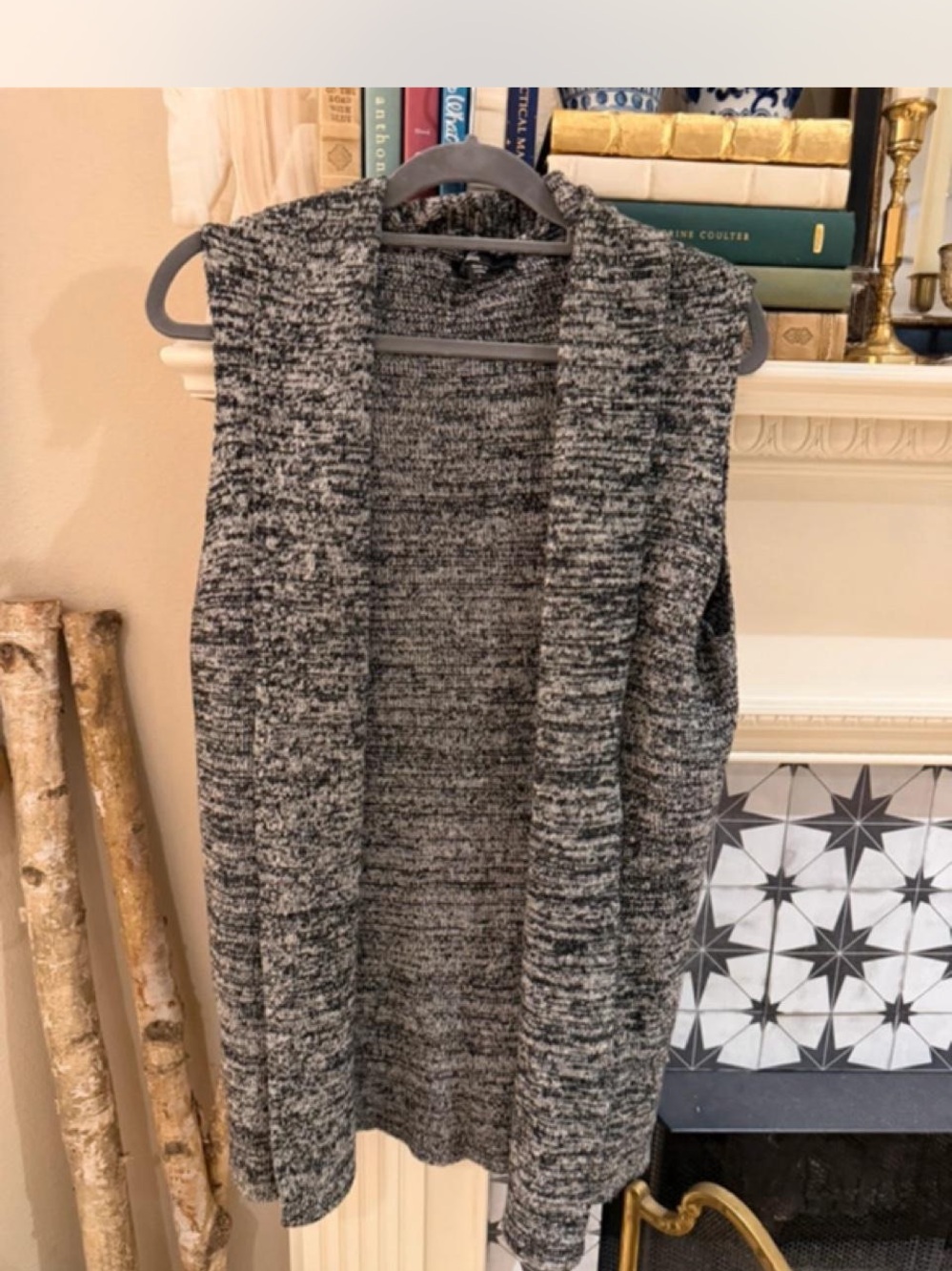 C Luce black and white cardigan sweater size large